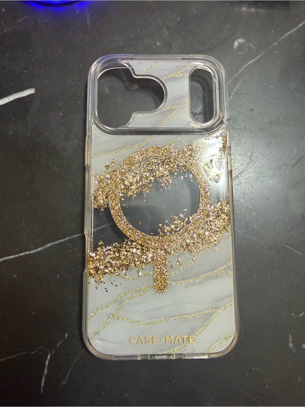 case-mate Gold Marble Glitter Phone Case with Sparkle Ring